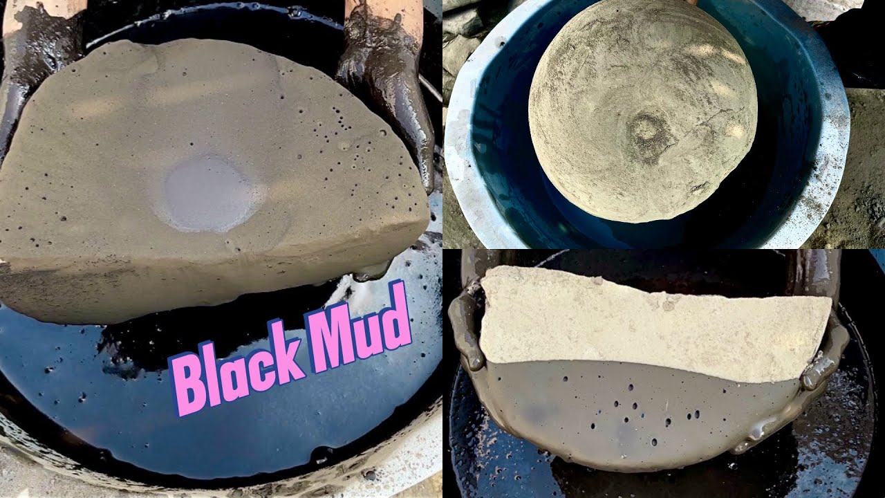 ASMR | New | Black Mud Slabs and 2 Huge Chunks Crumbling Dipping | Pouring Mixing 