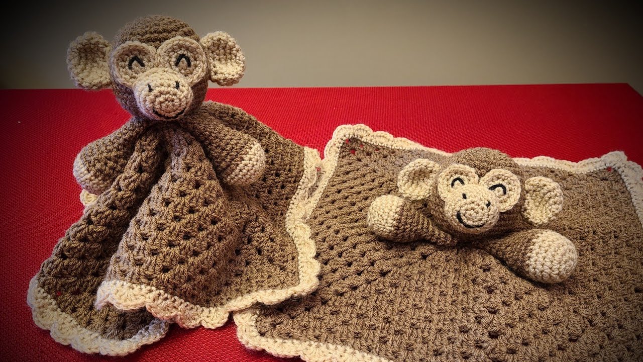 Crochet Monkey Baby Security Blanket part 1