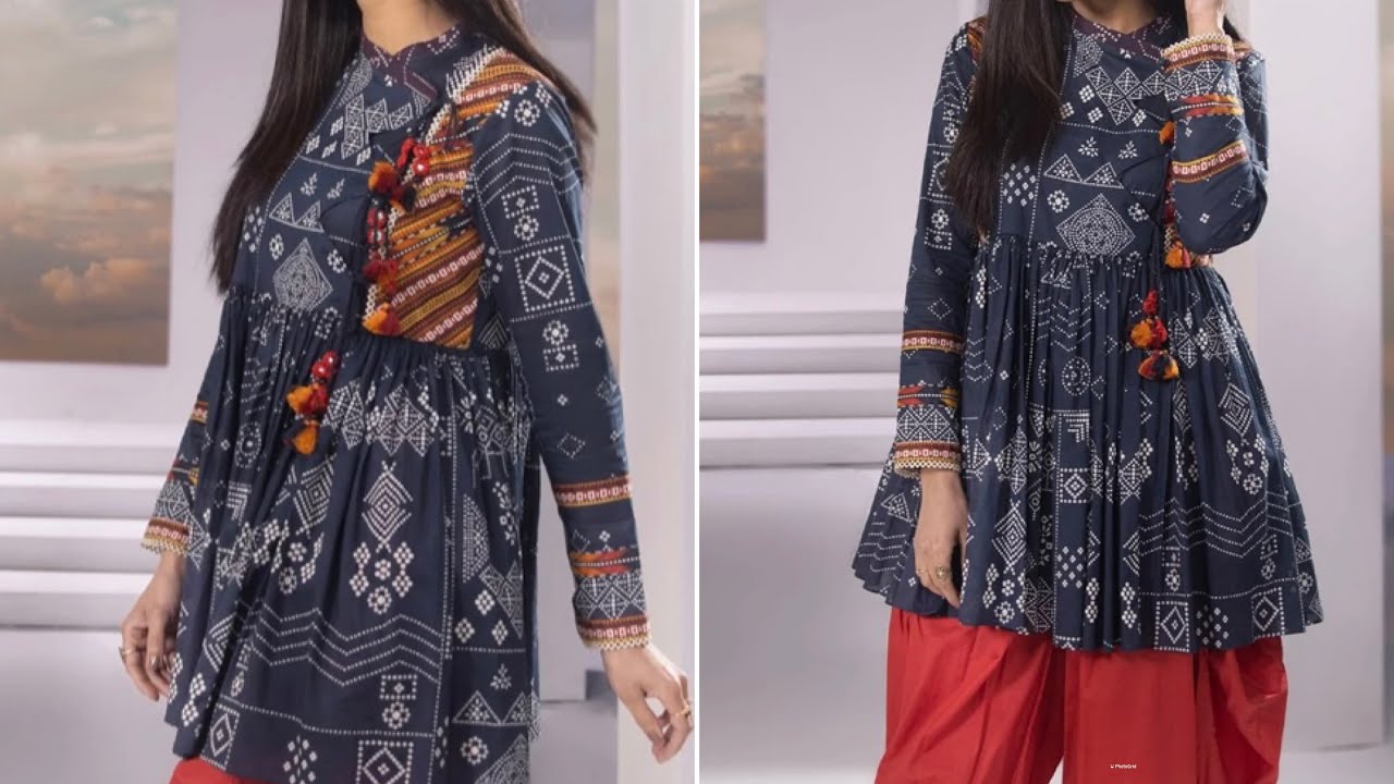 Latest Angrakha short frock cutting and stitching easy tutorial