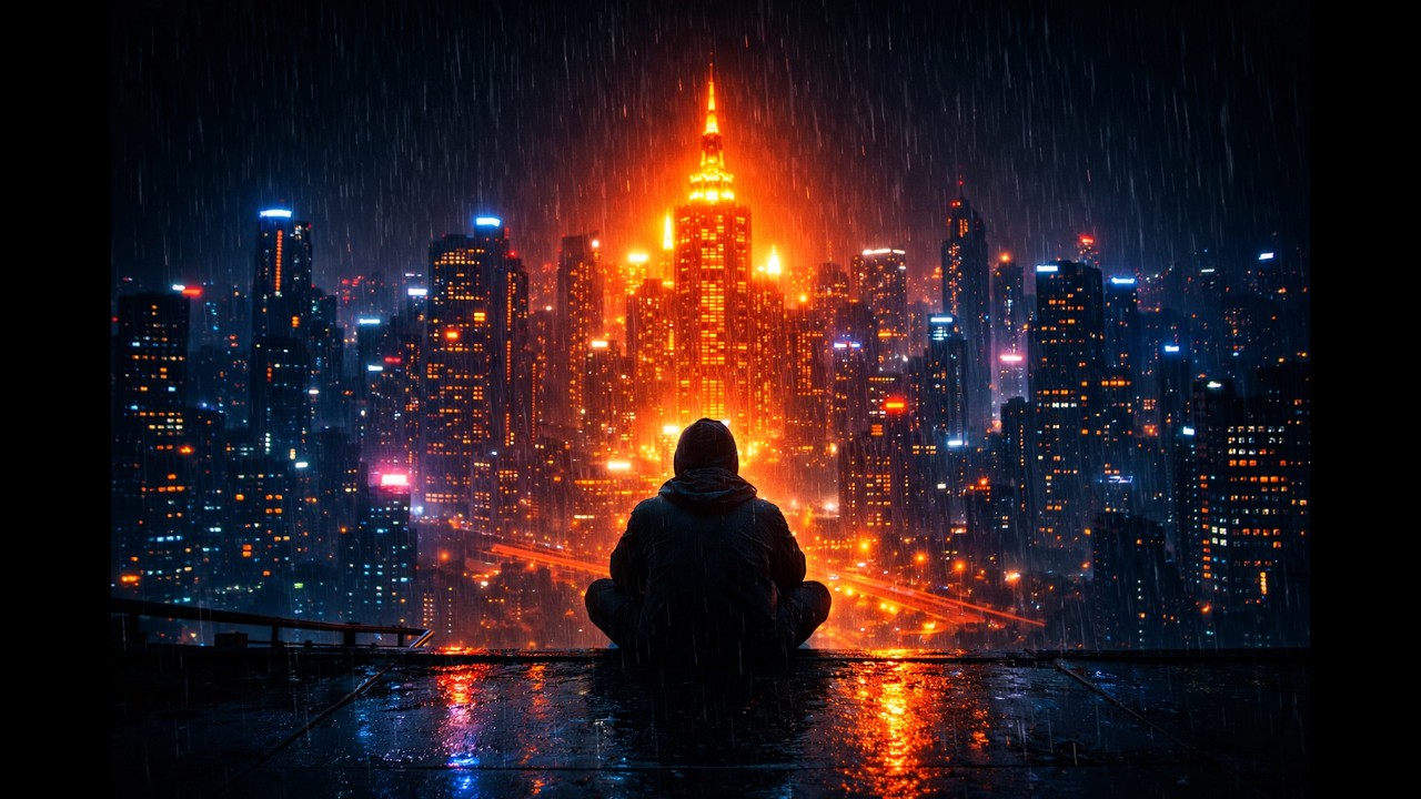 Sitting Above the Neon City 🌧️ Cyberpunk Rain Ambience for Focus & Relaxation