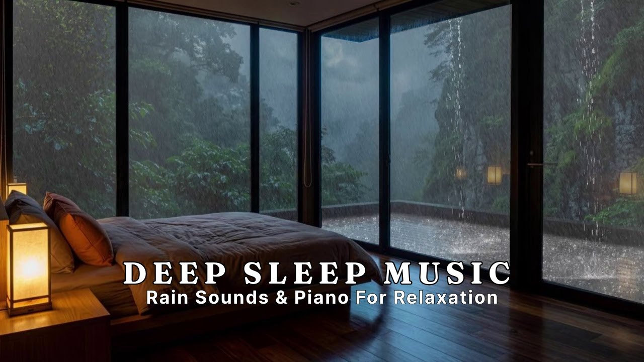 Relaxing Piano Music + Rain Sounds in Warm Bedroom | Sleep Music, Stress Relief, Anxiety, Meditation