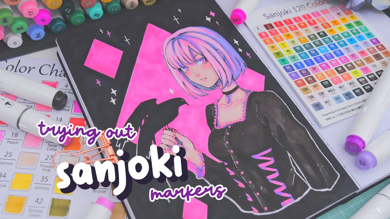 🎀 let’s try new art supplies! // Sanjoki markers ✨