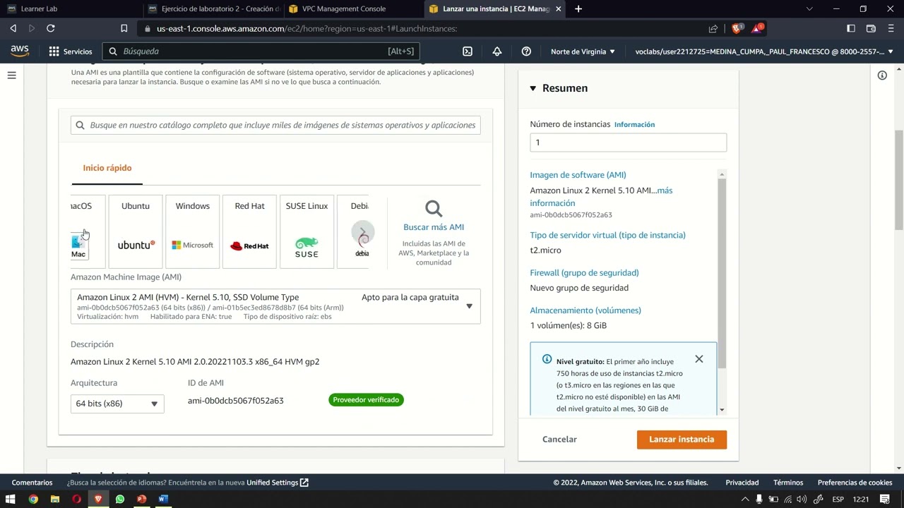 Laboratorio 2: Creación de una VPC y lanzamiento de un servidor web - AWS Academy Cloud Foundations