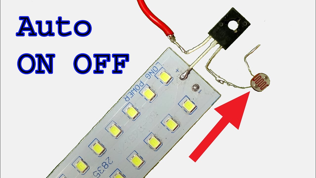 Make very simple Automatic ON OFF use PNP transistor BD140, diy dark sensor