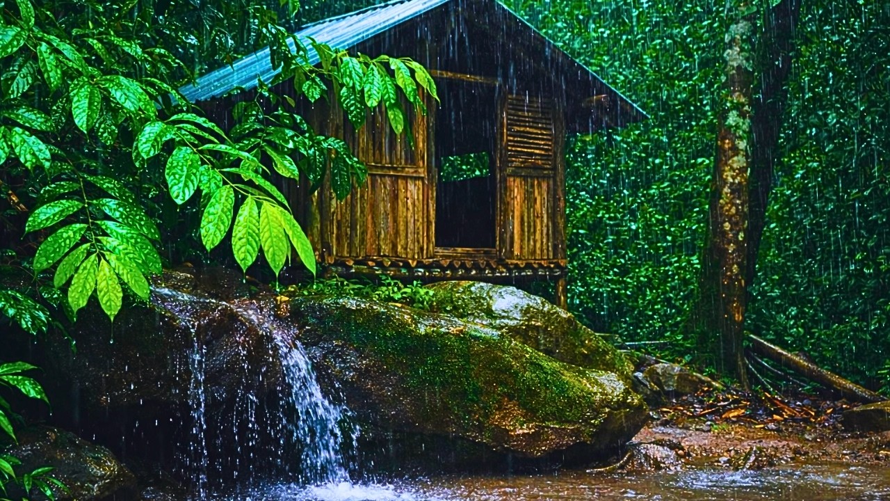 Som de Chuva Forte no Telhado Durante o Dia | Barulho de Chuva Relaxante para Dormir Profundo