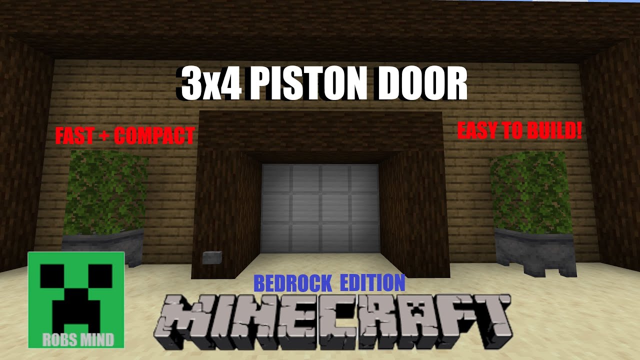 Minecraft 3x4 Piston Door (Bedrock Edition)