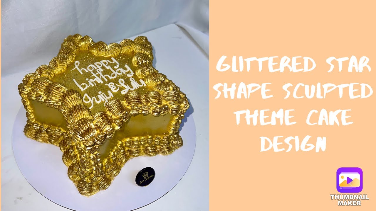 Gold Glittered Star Shaped Sculpted Cake✨