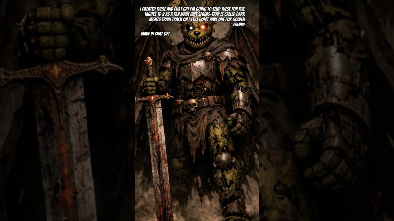 dark Knight springtrap for five nights Tower defense 2 fan made unit made in chat GPT