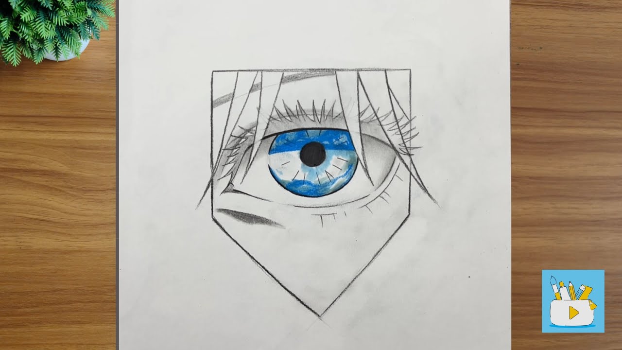How to Draw Gojo's eye | Jujutsu kaisen Anime Gojo eye easy drawing sketch and colouring | #gojo 