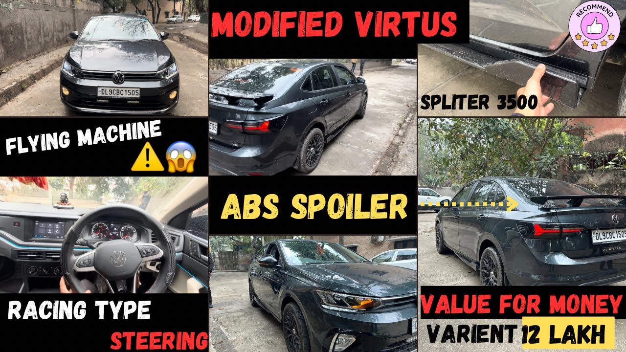 Modified Volkswagen virtus ! Detailed review with price ! Spoiler,splitters modification #virtus#car