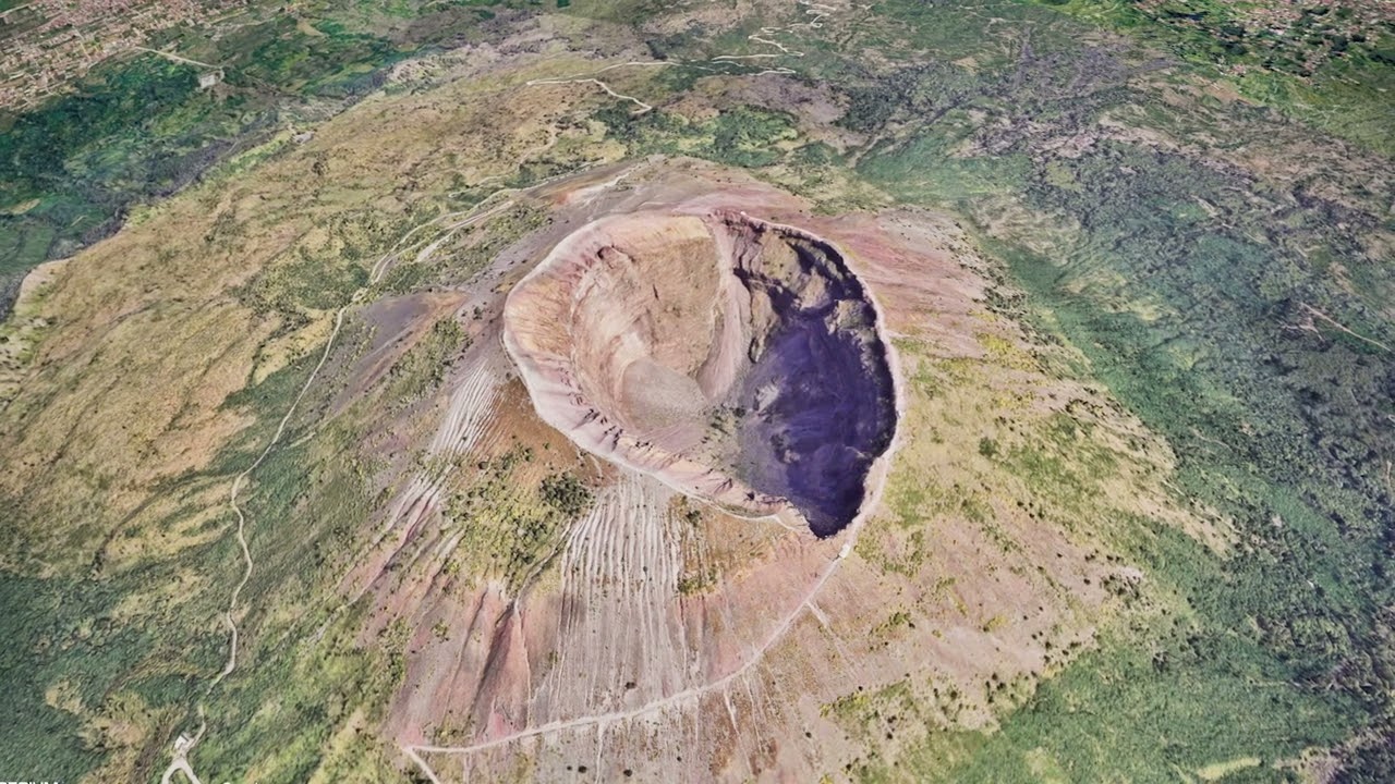 Vulcão Vesúvio animação 3D passeio virtual aerofotogrametria georreferenciado HD 60fps