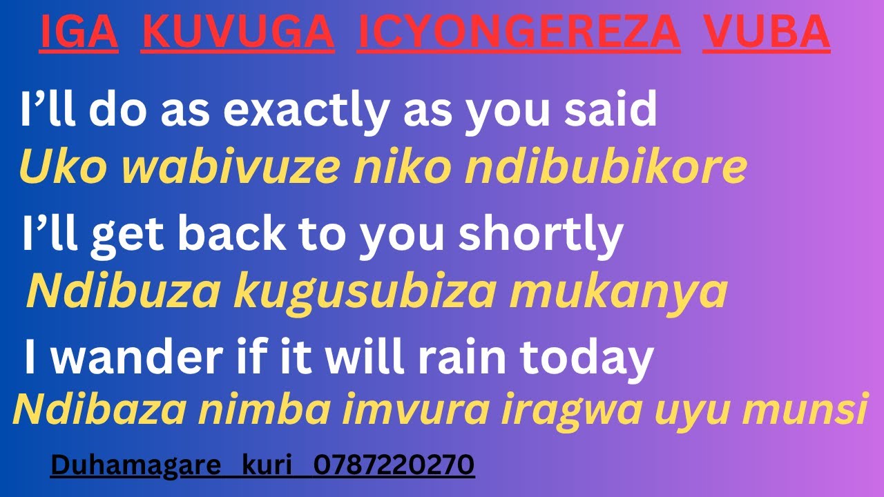 IGA VUBA ICYONGEREZA /INTERURO 200 ZIFASHA KUVUGA ICYONGEREZA NEZA Kandi VUBA.