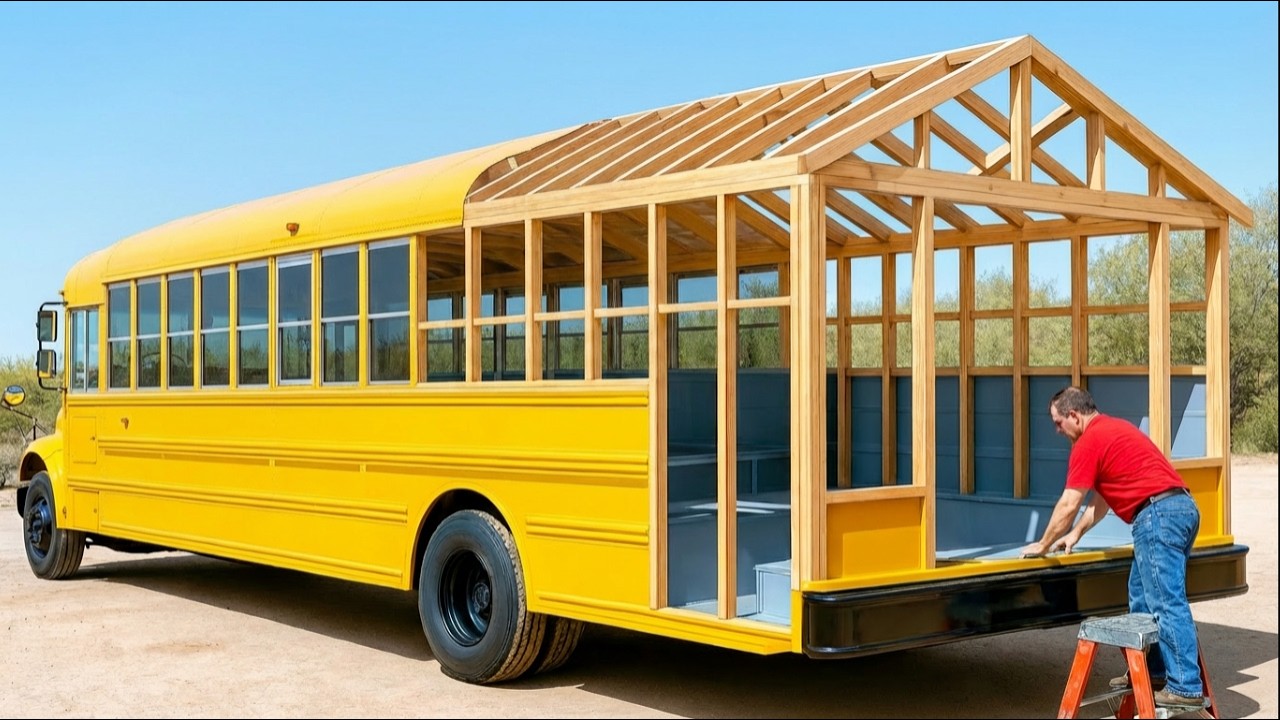 Man Turns Old Bus into Dream camper | Full DIY Build by @lifeanywhere‬
