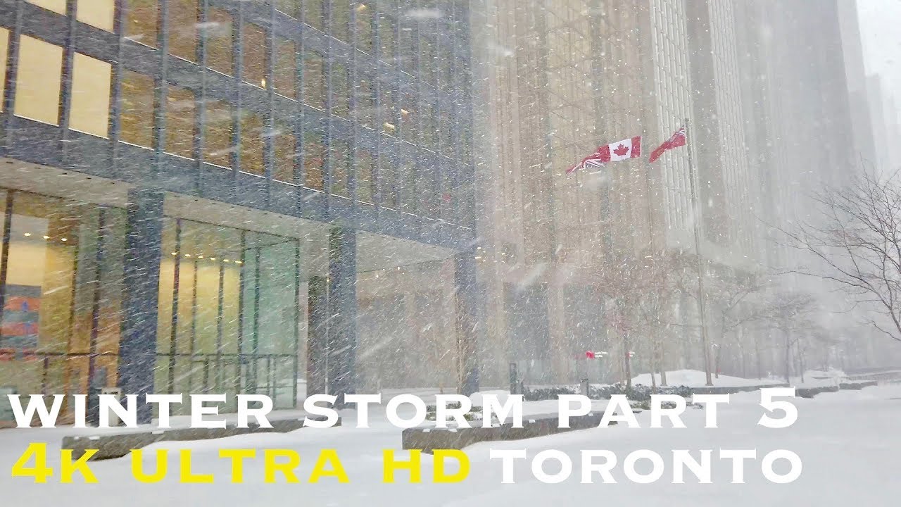 Winter storm downtown Toronto part 5 (walking tour 4k)