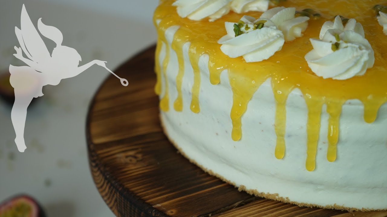 Solero Sahne Torte - frische Maracuja Vanille Torte mit Dripeffekt - Kuchenfee