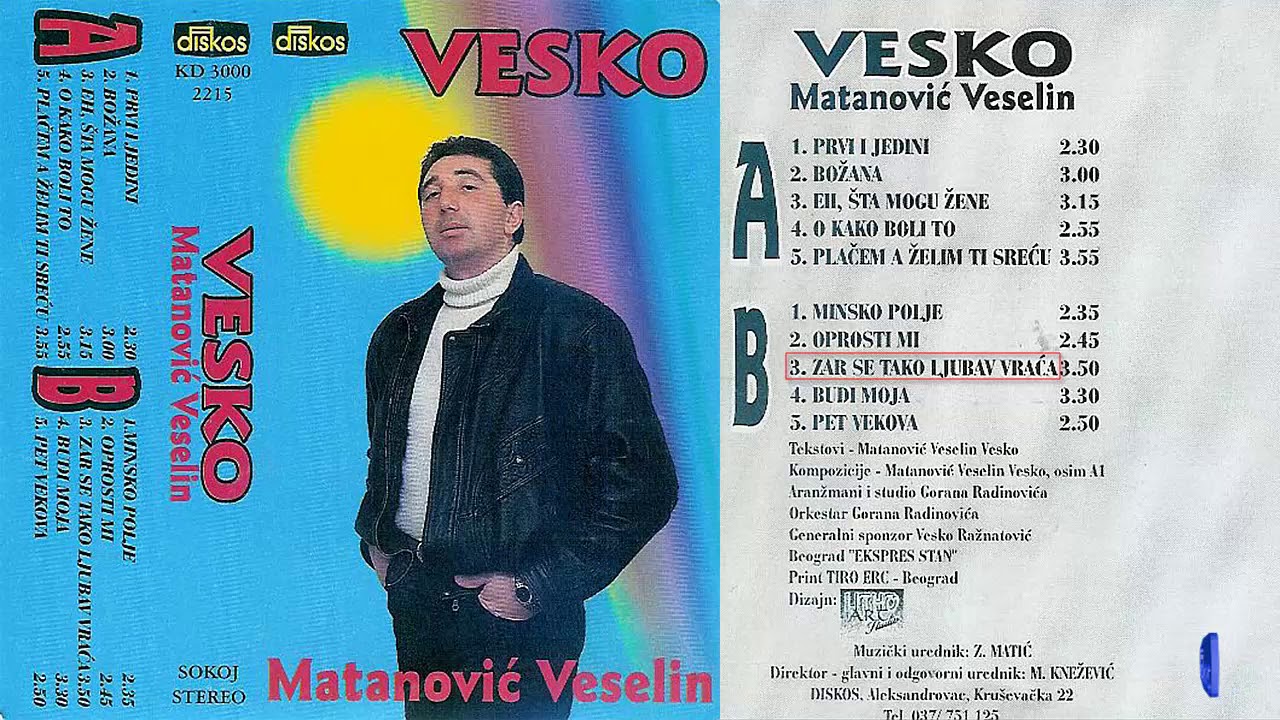 Veselin Matanovic Vesko - Zar se tako ljubav vraca - (Audio 1996)