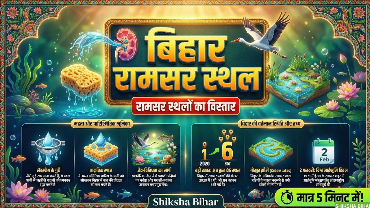 बिहार के रामसर स्थल: Full Concept (Part 1) | BPSC, BSSC, Bihar SI के लिए | मात्र 5 मिनट में!