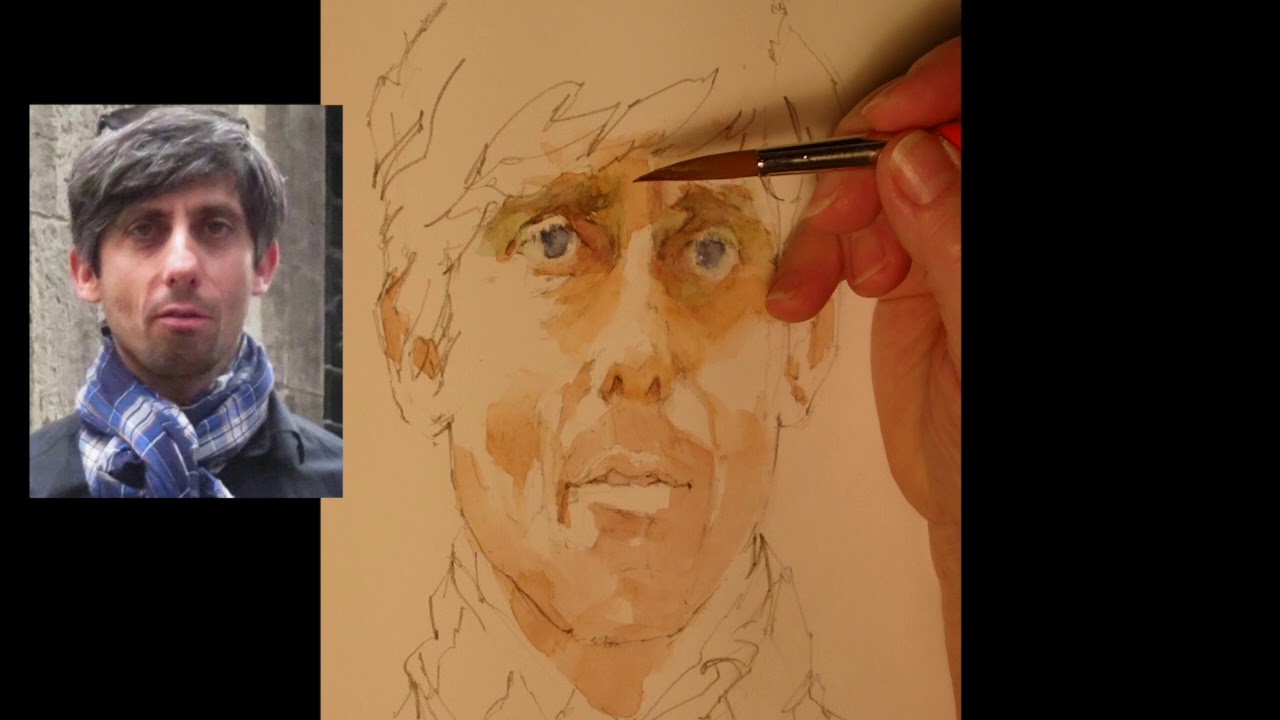 Watercolor Portrait Speed Painting - Man at the Market