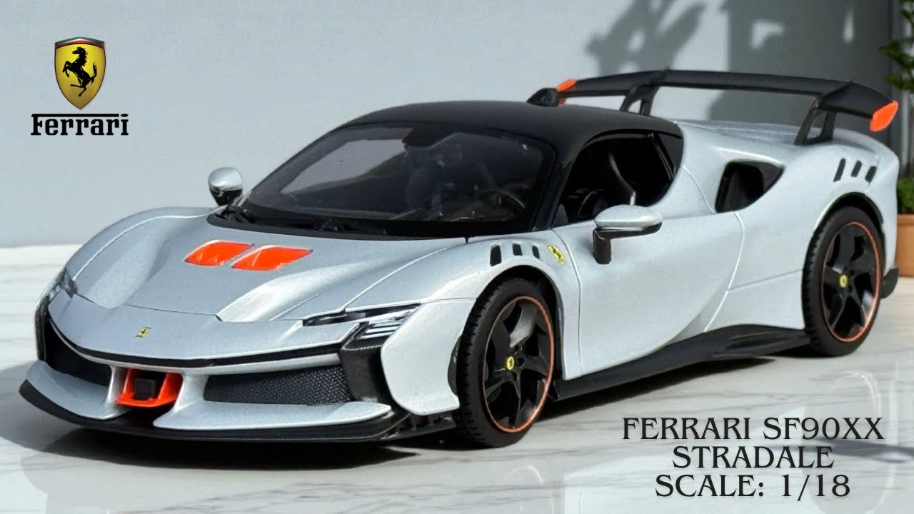 HD Miniature | Bburago 1/18 Ferrari SF90XX Stradale Metallic Silver – Hypercar Perfection!