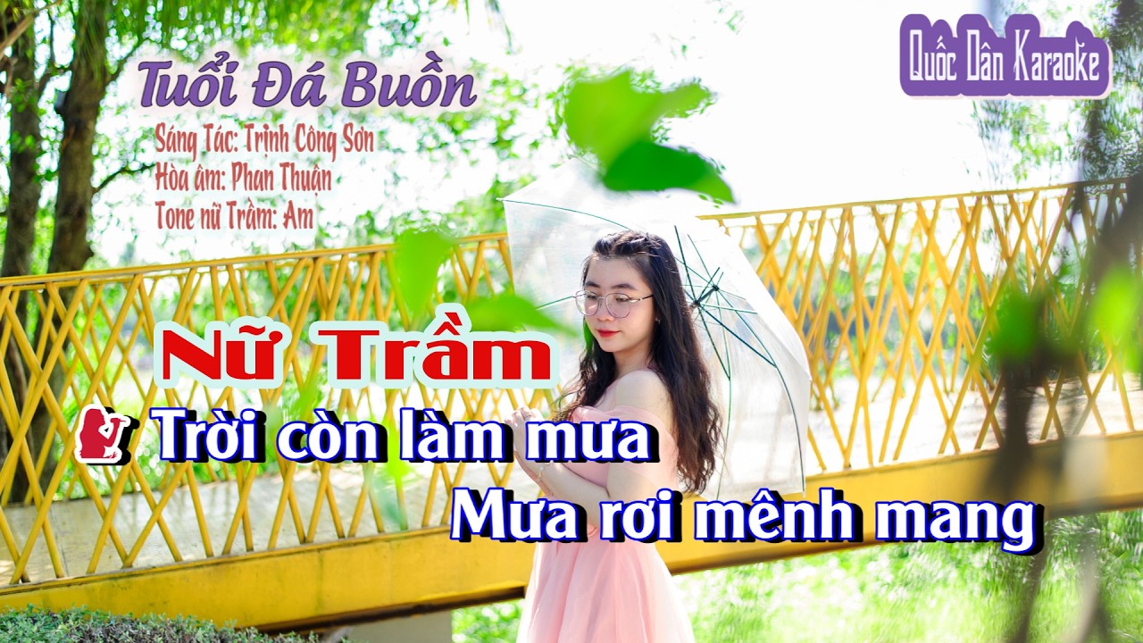 Karaoke Tuổi Đá Buồn | Slow Rock  | Tone Nữ Trầm (Am,Tp:62) | Quốc Dân Karaoke