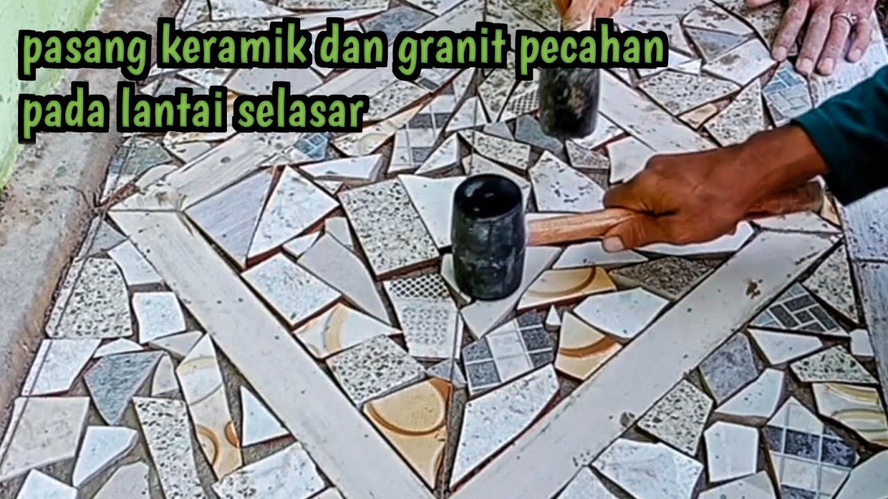 Ide pasang keramik dan granit pecahan pada lantai selasar‼️