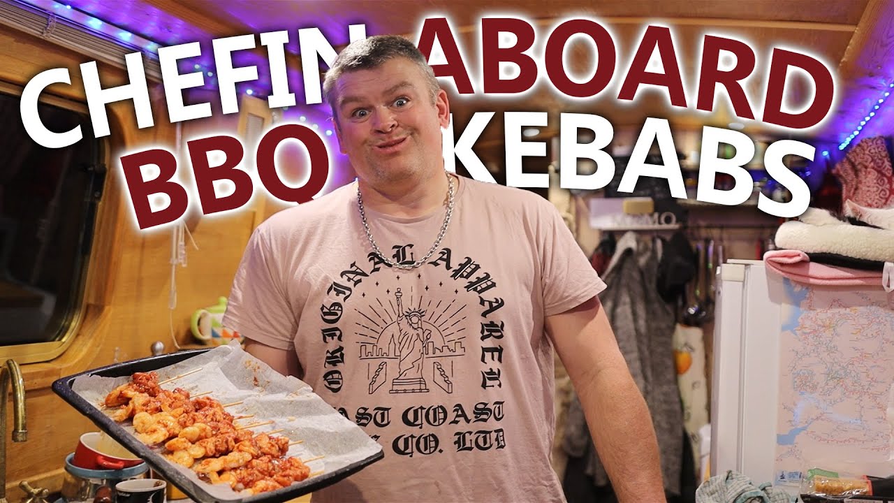 Cooking Aboard - BBQ Pork And Prawn Salad Kebabs, Cooking On A Narrowboat