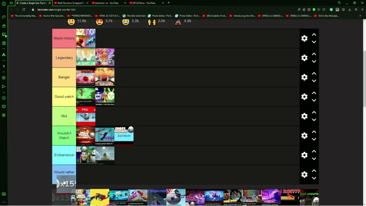 Nova ranks all his shell shockers videos