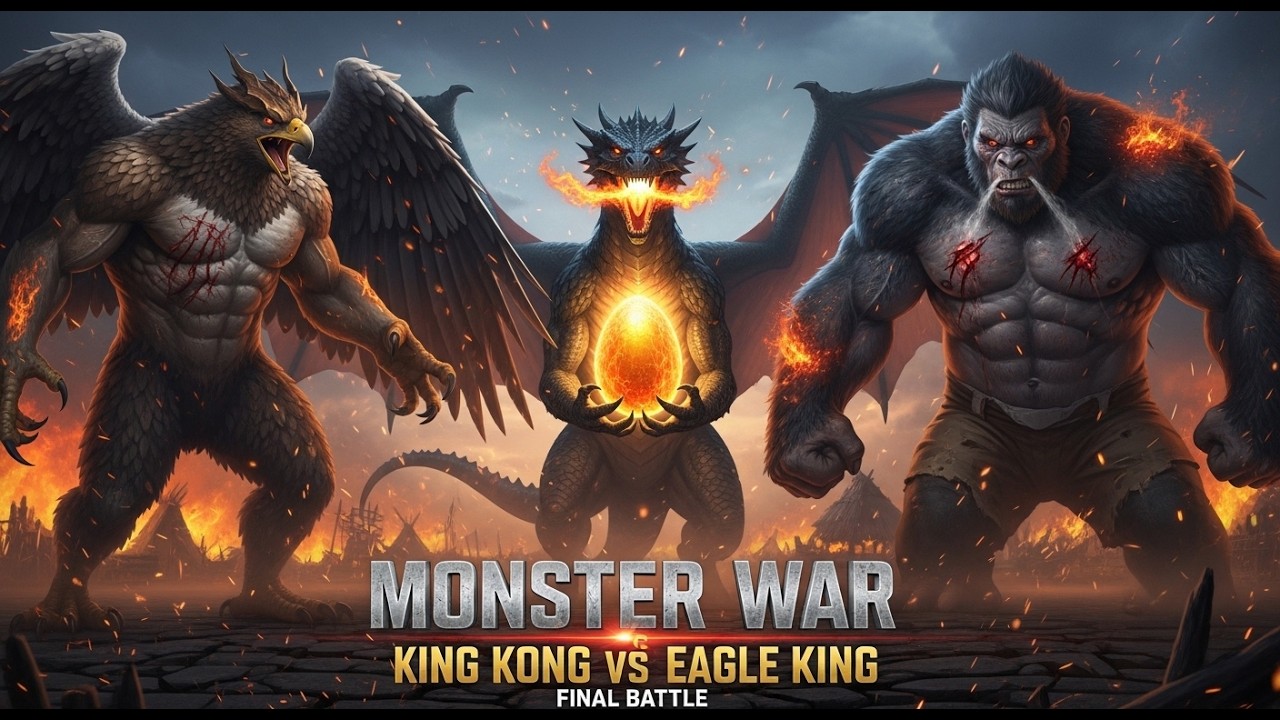 KING KONG vs GIANT HUMANOID EAGLE DRAGON WAR | EPIC MONSTER BATTLE | CINEMATIC ACTION MOVIE FINALE