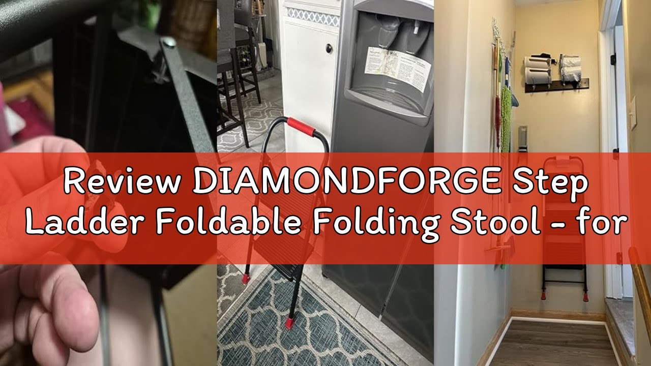 Review DIAMONDFORGE Step Ladder Foldable Folding Stool - for Home Adults Kitchen 3 Stepping Extensio