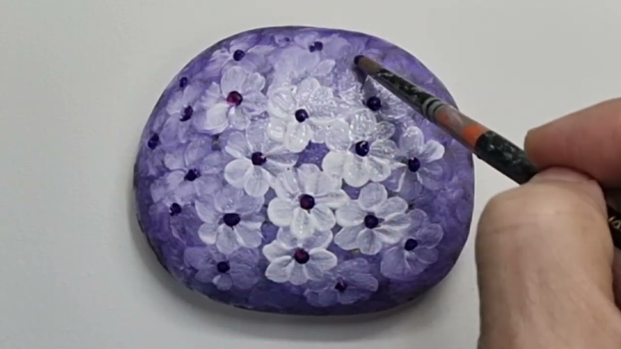 #stone art 하얀 꽃그리기| 아크릴페인팅 | 유화 | #Oil Painting | #Acrylic Painting [244]힐링영상취미미술 