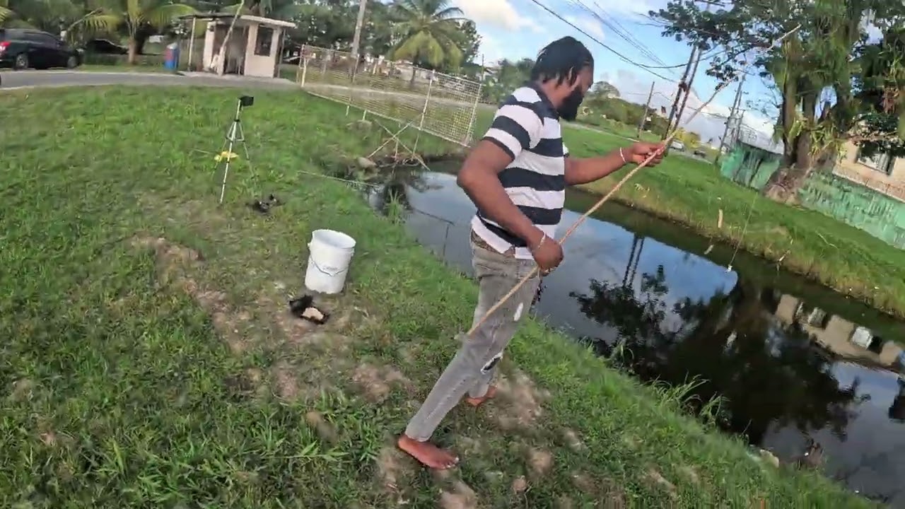 Fishing for  talapia & Driving over the new BJ River bridge 🇬🇾 