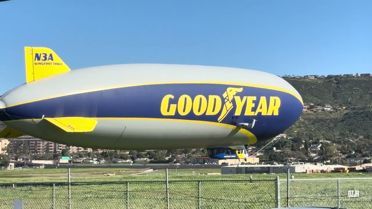 Goodyear Blimp N3A at Gillespie Field Airport - Take Off 2/1/26