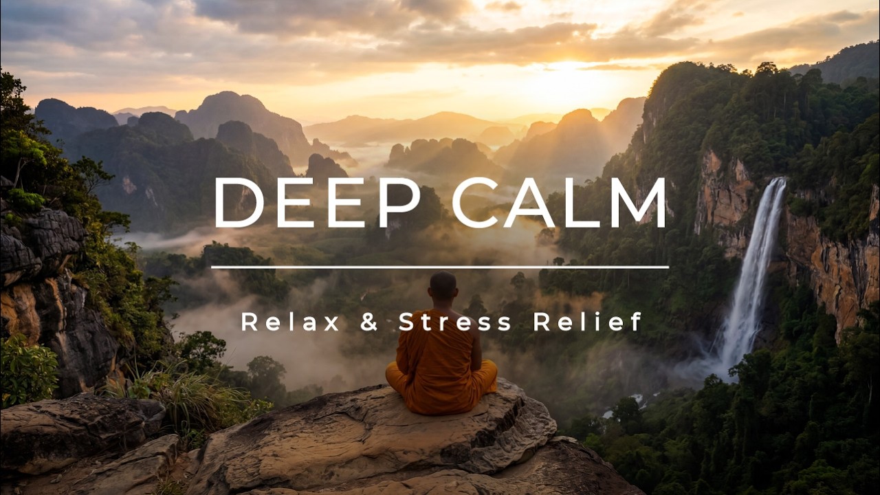 Deep Calm Meditation & Relax Music • Peaceful Waterfall Ambience for Stress Relief (3 Hours)