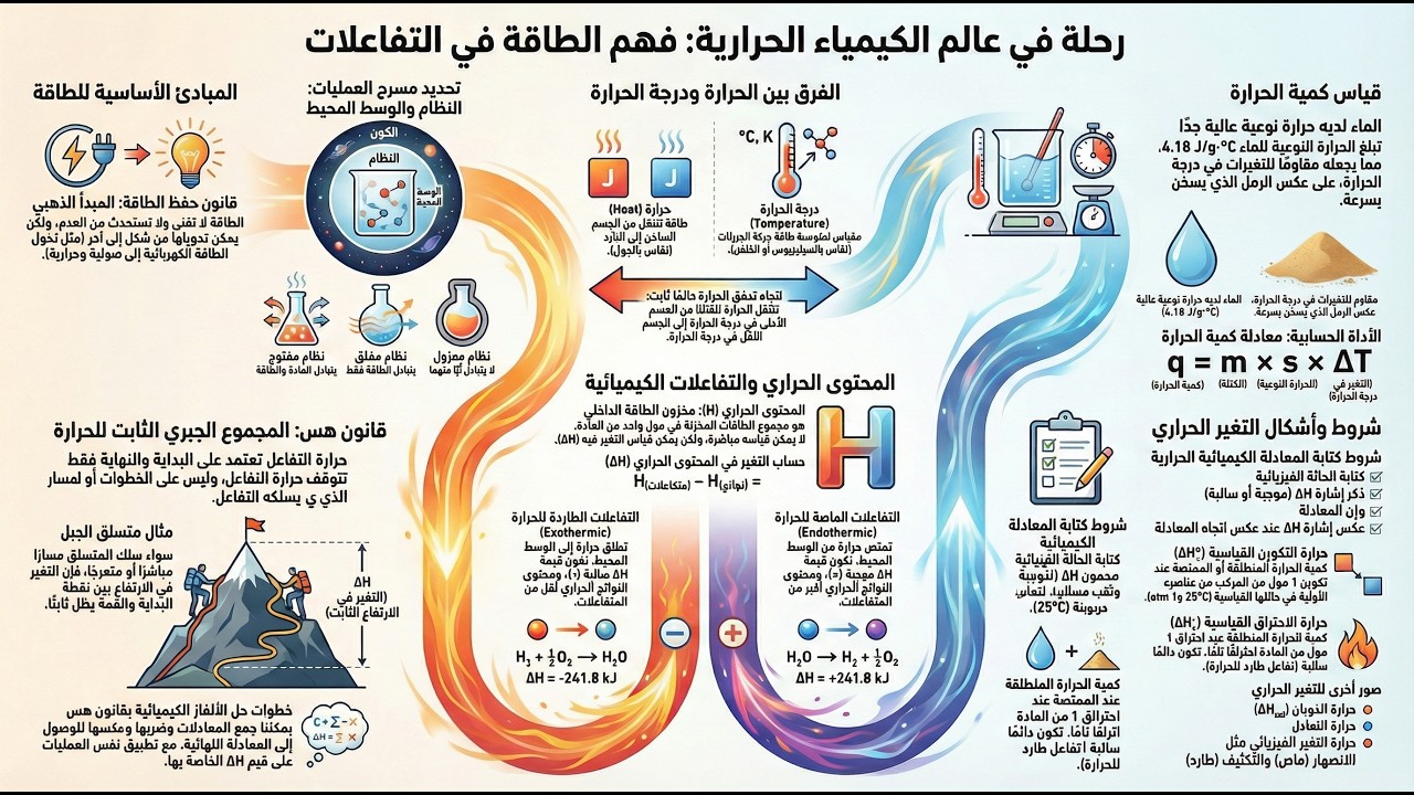 كيمياء ثالث ثانوي ملخص الوحدة الثانية الطاقة الحرارية المصاحبة لتغيرات المادة