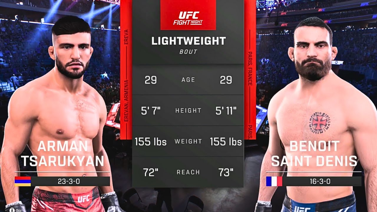 Arman Tsarukyan vs Benoit Saint-Denis FULL FIGHT | UFC 5 AI Simulation Gameplay (CPU vs CPU)