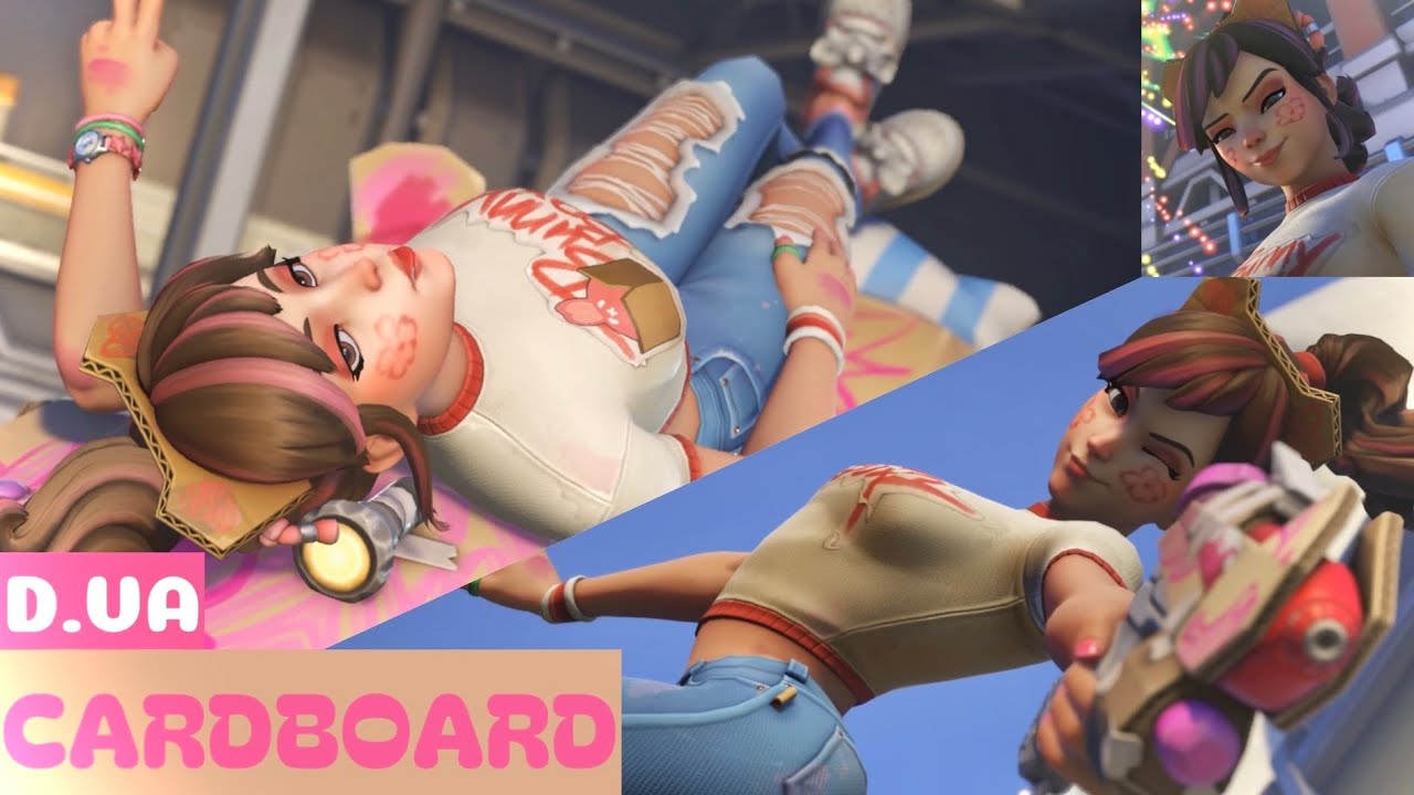 Cardboard D.VA Skin Showcase (Highlight Intros, Victory Poses, Emotes, and More) - Overwatch 2