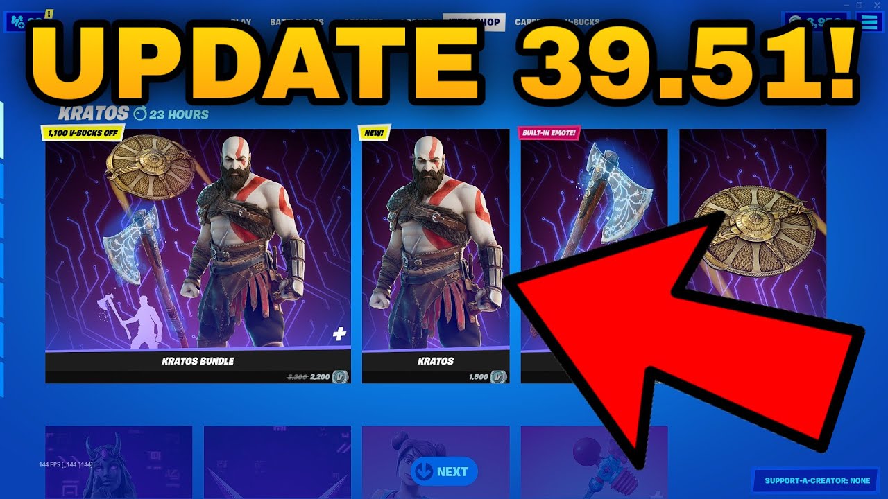 KRATOS SKIN + LEVIATHAN AXE PICKAXE RETURN RELEASE DATE IN FORTNITE ITEM SHOP UPDATE 39.51!