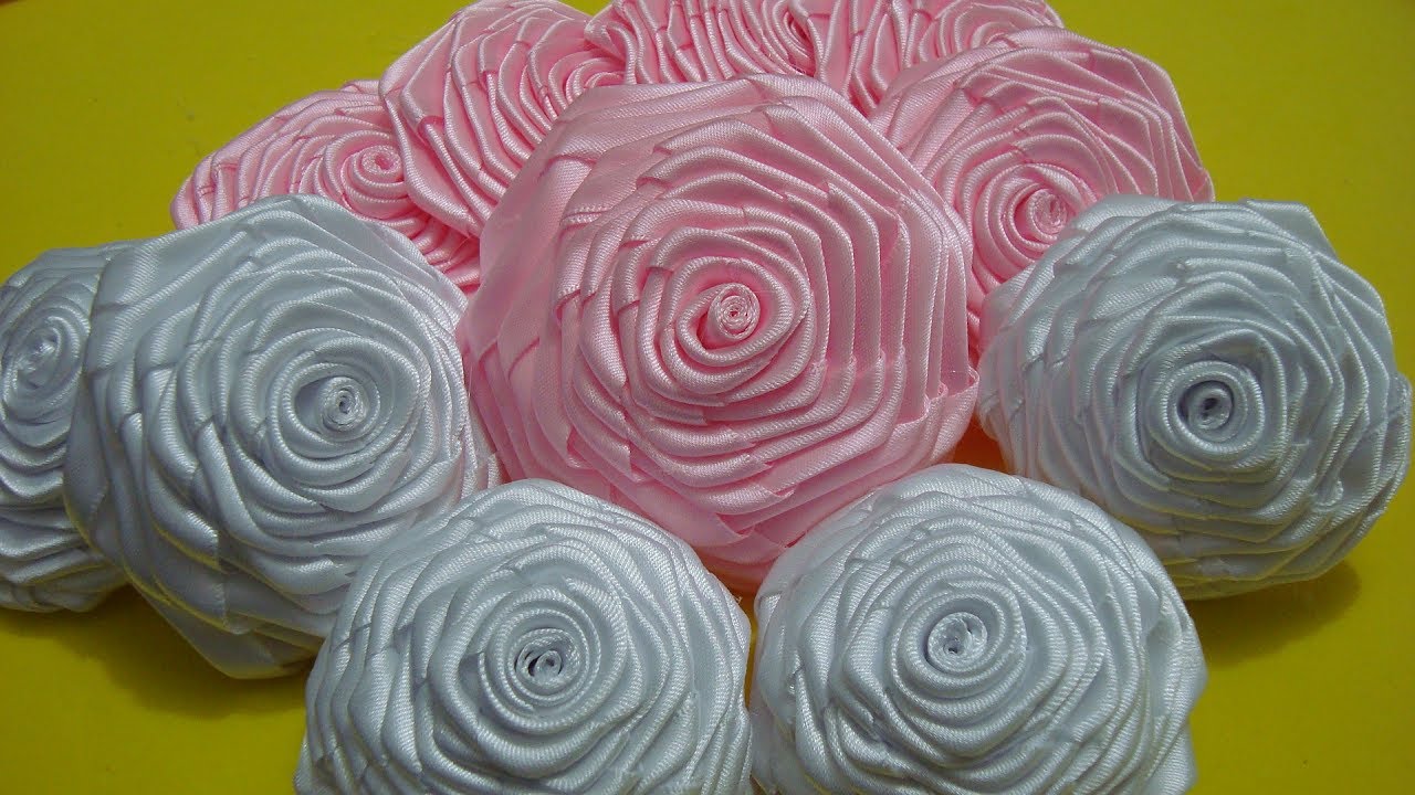 ROSA LINDA DE FITA DE CETIM DOBRADA - ROSA QUADRADA PARA BUQUÊ DE NOIVA!! PASSO À PASSO!! FÁCIL!!!^^