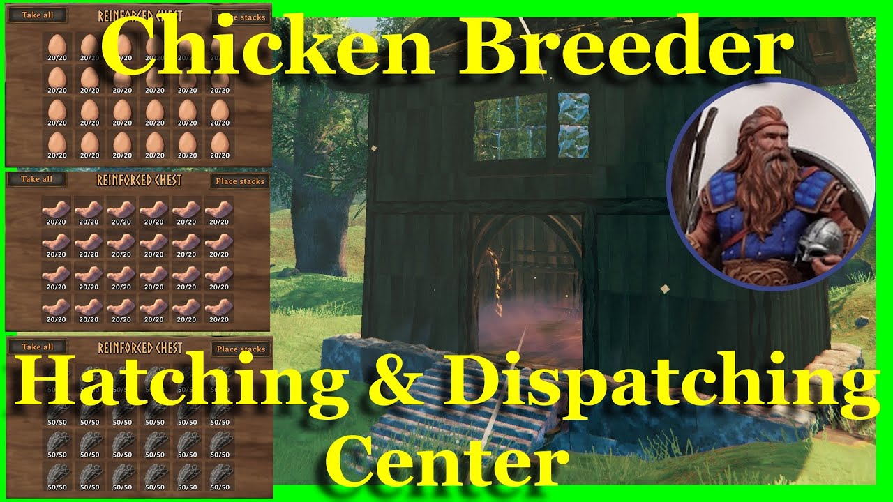 Valheim - How to Build an Easy and Efficient Chicken Tower Breeder-Automatic Hatching & Dispatching!