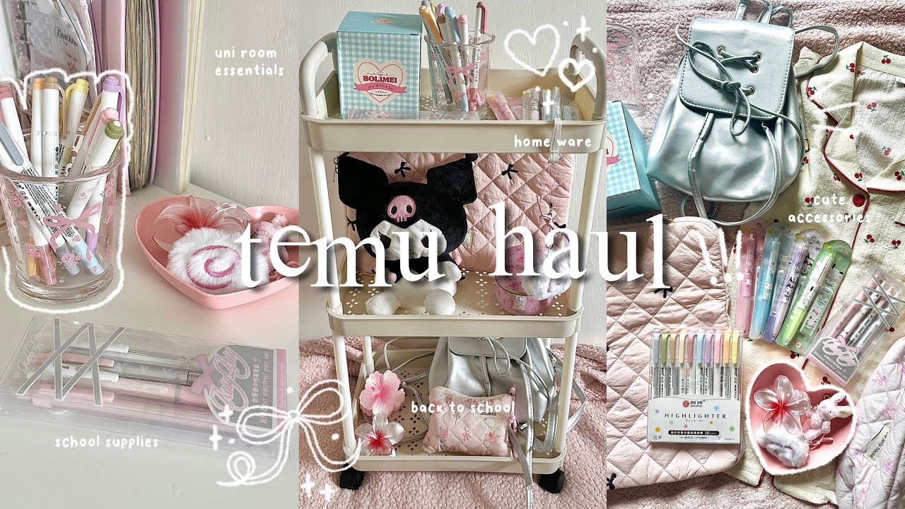 HUGE TEMU haul 🌸 | uni room essentials, back to school supplies, cute home ware & accessories, etc.