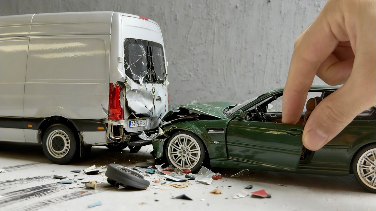 Horrible Traffic Accident! 😱 BMW M3 Rear-Ended a Mercedes Sprinter! (Diecast Model Cars💥 Crash)