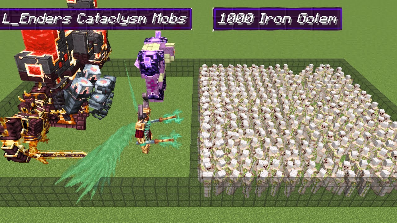 1000 iron golem vs all l_ender's cataclysm mobs | Minecraft Mob Battle