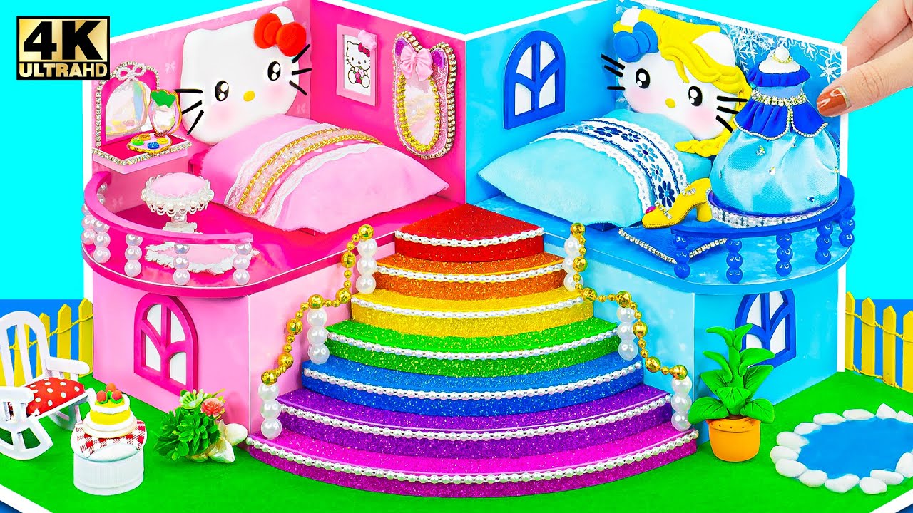 Building Luxury Villa House using Pink and Blue Color from Cardboard (EASY) ❤️ DIY Miniature House