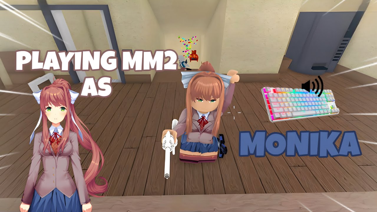 MONIKA DESTROYS TEAMERS IN MM2 + GAMEPLAY (KEYBOARD ASMR)