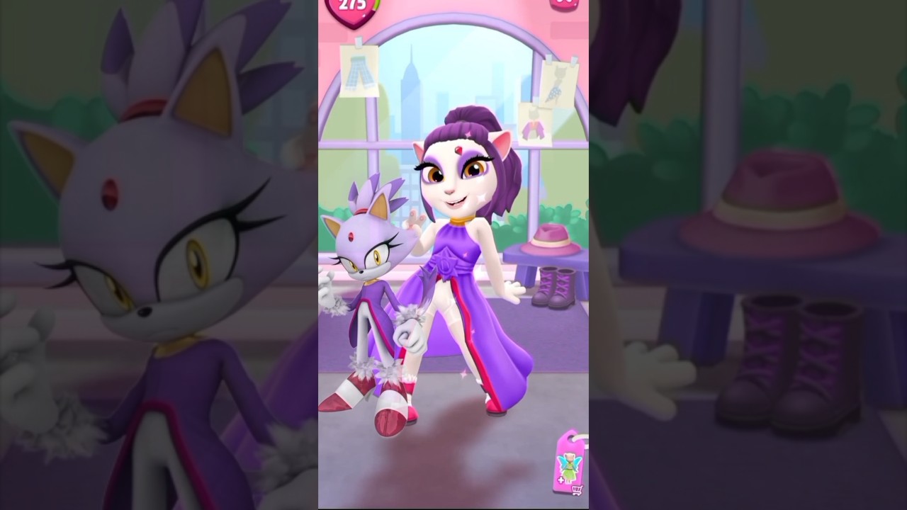 Blaze the cat Sonic transformation by my talking Angela 2 #shorts #viral #cosplay #sonic #trending