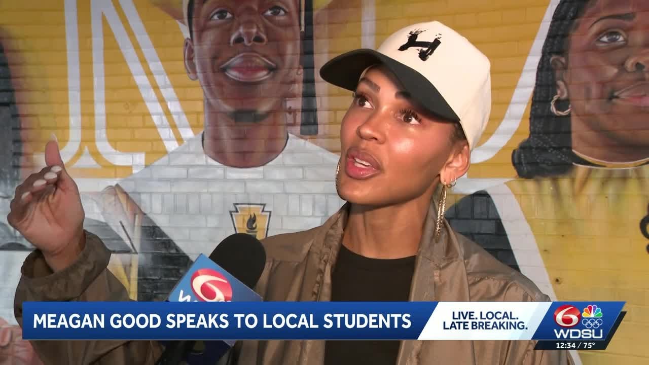 Actress Meagan Good speaks to New Orleans students