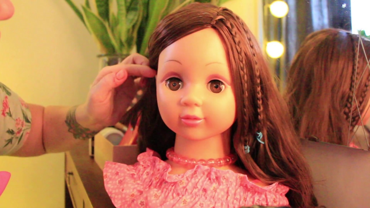 Doll head ASMR - Brushing hair, combing, scalp massage, braiding