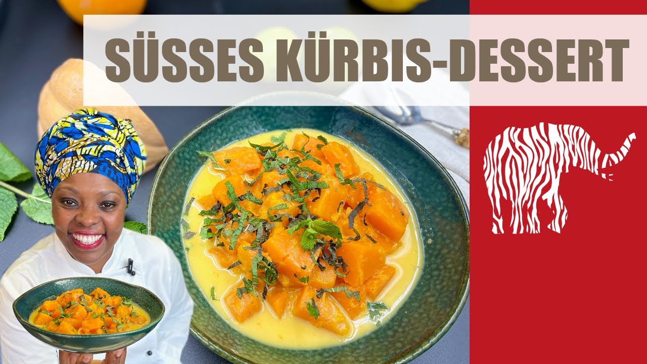 schnelles, süßes Kürbis-Dessert aus Muskatkürbis und Kokosmilch