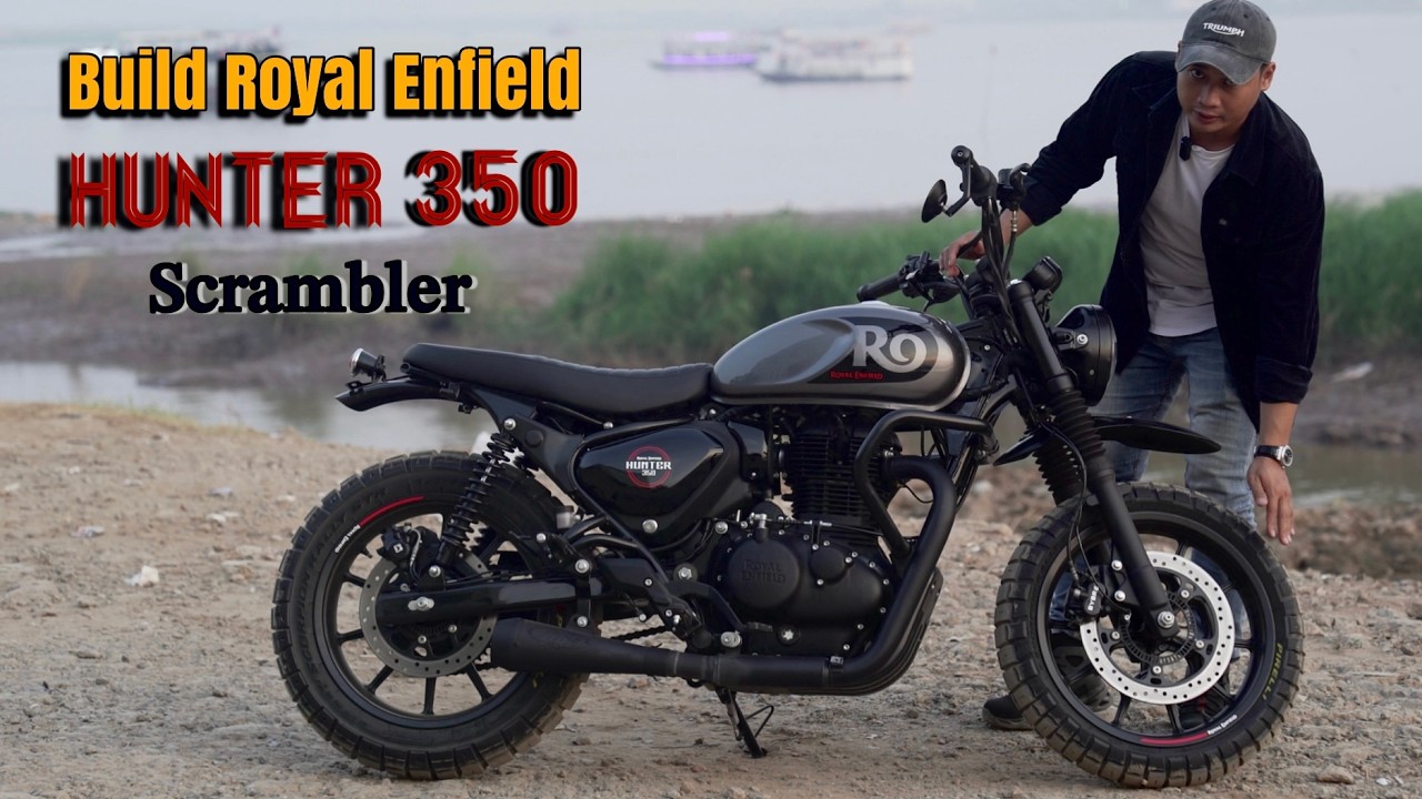 Build Royal Enfield Hunter350 to Scrambler | black & gray