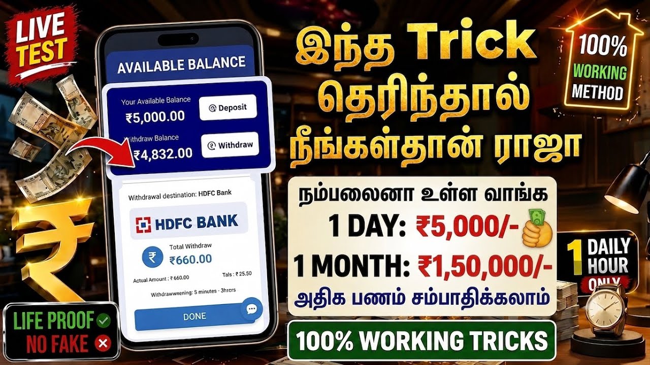 🔥தினமும் ₹5,000/- ரூபாய் உறுதி🥳New Money Earning App Tamil | Earning App 2026